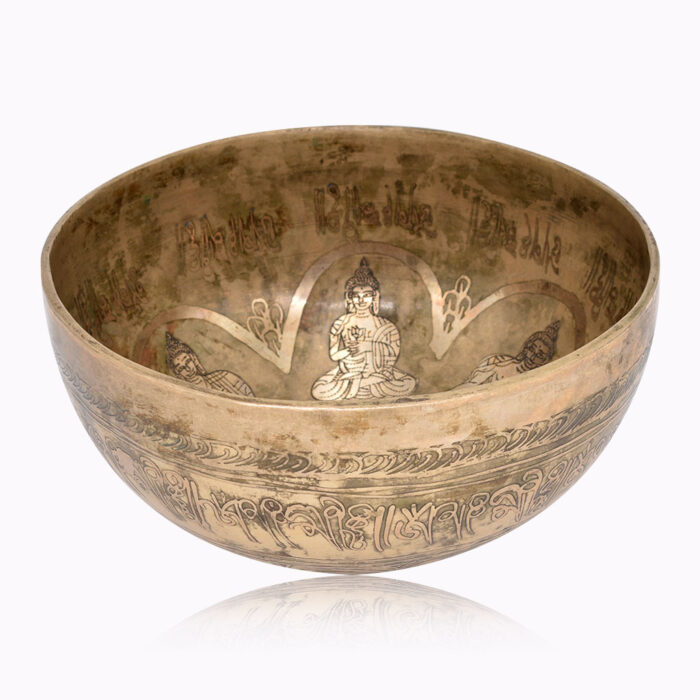 Handcrafted Buddha Singing Bowl, 20cm, 7-metal blend, tuned to E3#, engraved with Buddha inside – Jaguar Dream Ireland