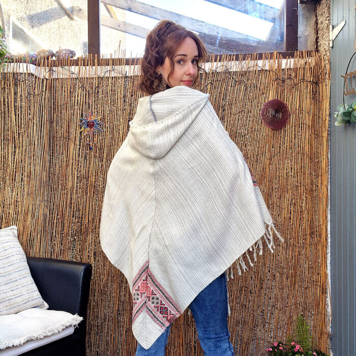 Ivory Nomad – Hooded Festival Poncho - Image 2
