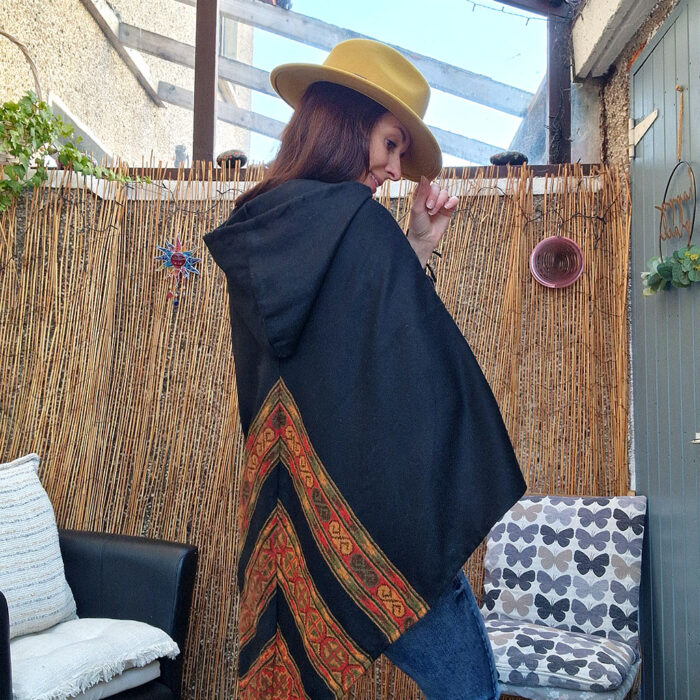 Midnight Nomad – Hooded Festival Poncho - Image 2