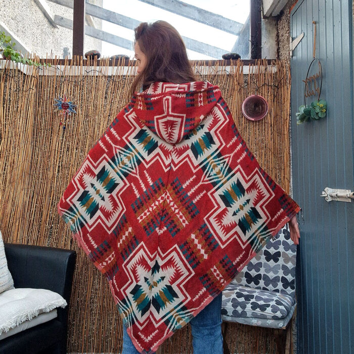 Desert Flame – Hooded Festival Poncho - Image 2
