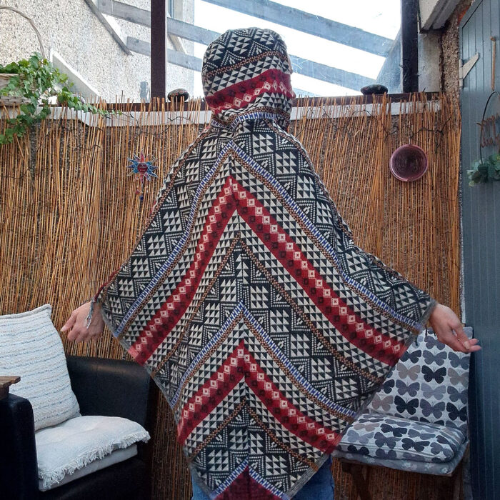 Tribal Echo – Hooded Festival Poncho - Image 2