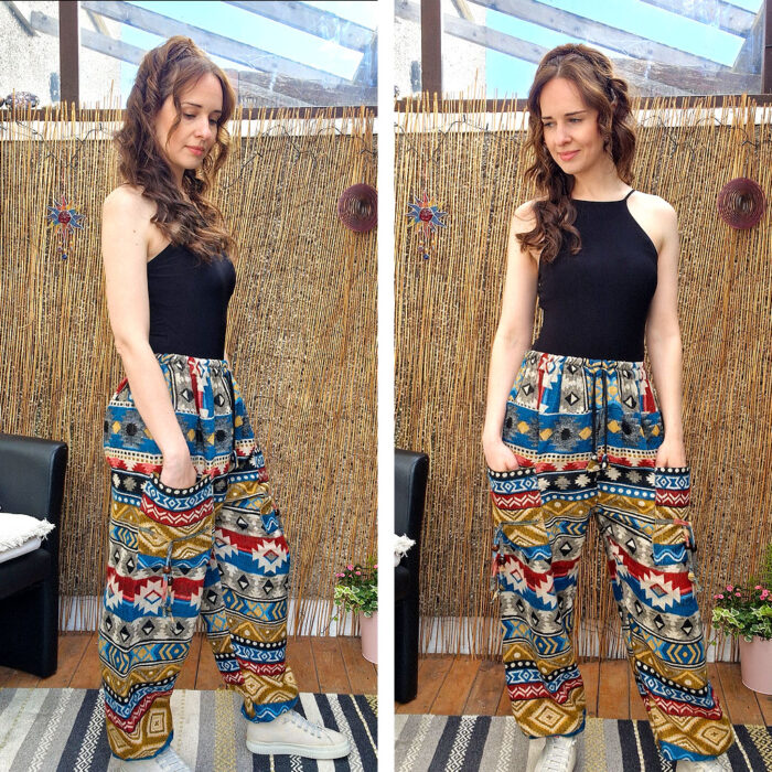 Blue & Mustard – Boho Pocket Trousers - Image 2