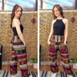 Burgundy & Green – Boho Pocket Trousers - Image 2
