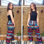 Burgundy & Teal – Boho Pocket Trousers - Image 2