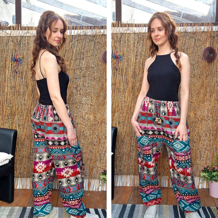 Red & Teal – Boho Pocket Trousers - Image 3
