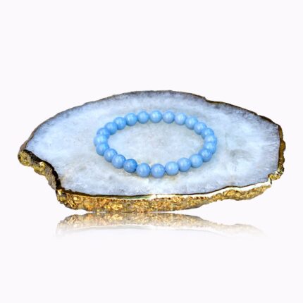Handmade Angelite bracelet with natural blue 8 mm gemstone beads