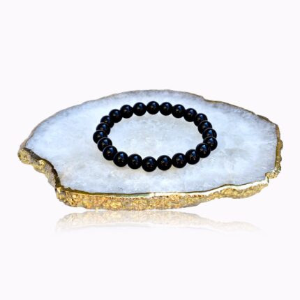 Handmade Black Obsidian bracelet with natural black 8 mm gemstone beads