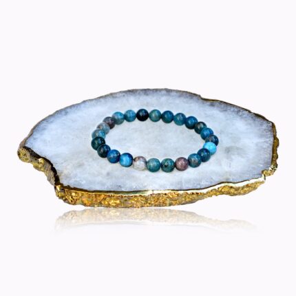 Handmade Blue Apatite bracelet with natural blue and brown 8 mm gemstone beads