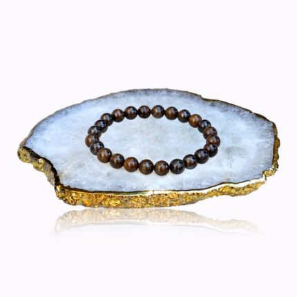 Handmade Bronzite bracelet with natural brown 8 mm gemstone beads