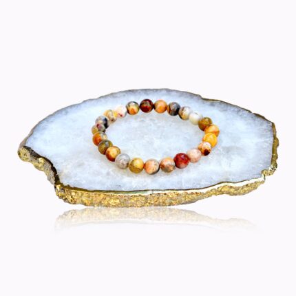 Handmade Crazy Lace Agate bracelet with natural 8 mm gemstone beads