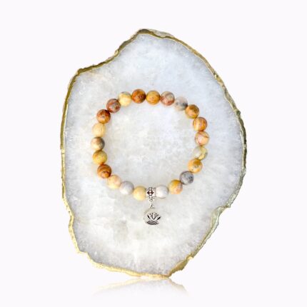 Crazy Lace Agate Lotus Moon bracelet