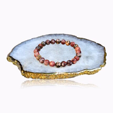 Handmade Leopard Jasper bracelet with natural patterned 8 mm gemstone beads