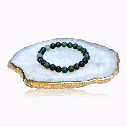 Handmade Moss Agate bracelet with natural dark green 8 mm gemstone beads