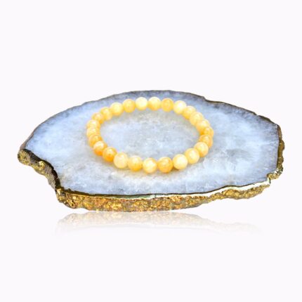 Handmade Orange Calcite bracelet with natural yellow-orange 8 mm gemstone beads